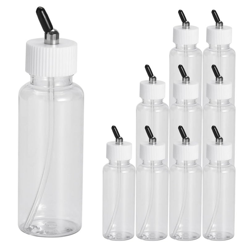 OPHIR 80CC Siphon Feed Airbrush Bottles, 10x Plastic Dual Action Airbrush Paint Bottles with Rubber Caps, Airbrush Accessories Adaptor Jars for Airbrush Paints Storage - Image 1